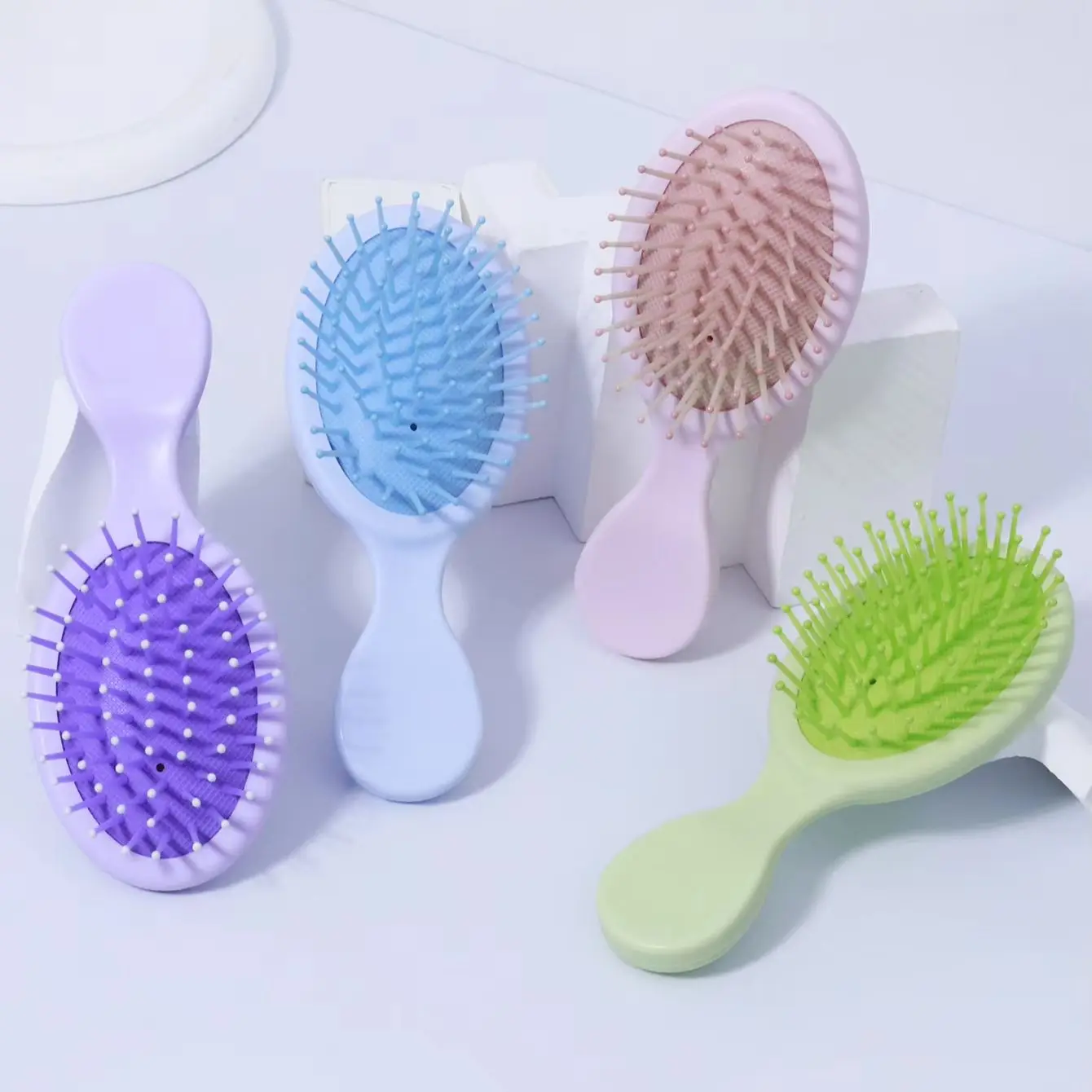 Mini Compact Air Cushion Comb Set, anti Slip Handle Design, Daily Portable Styling Comb, Special for Real Hair Wigs