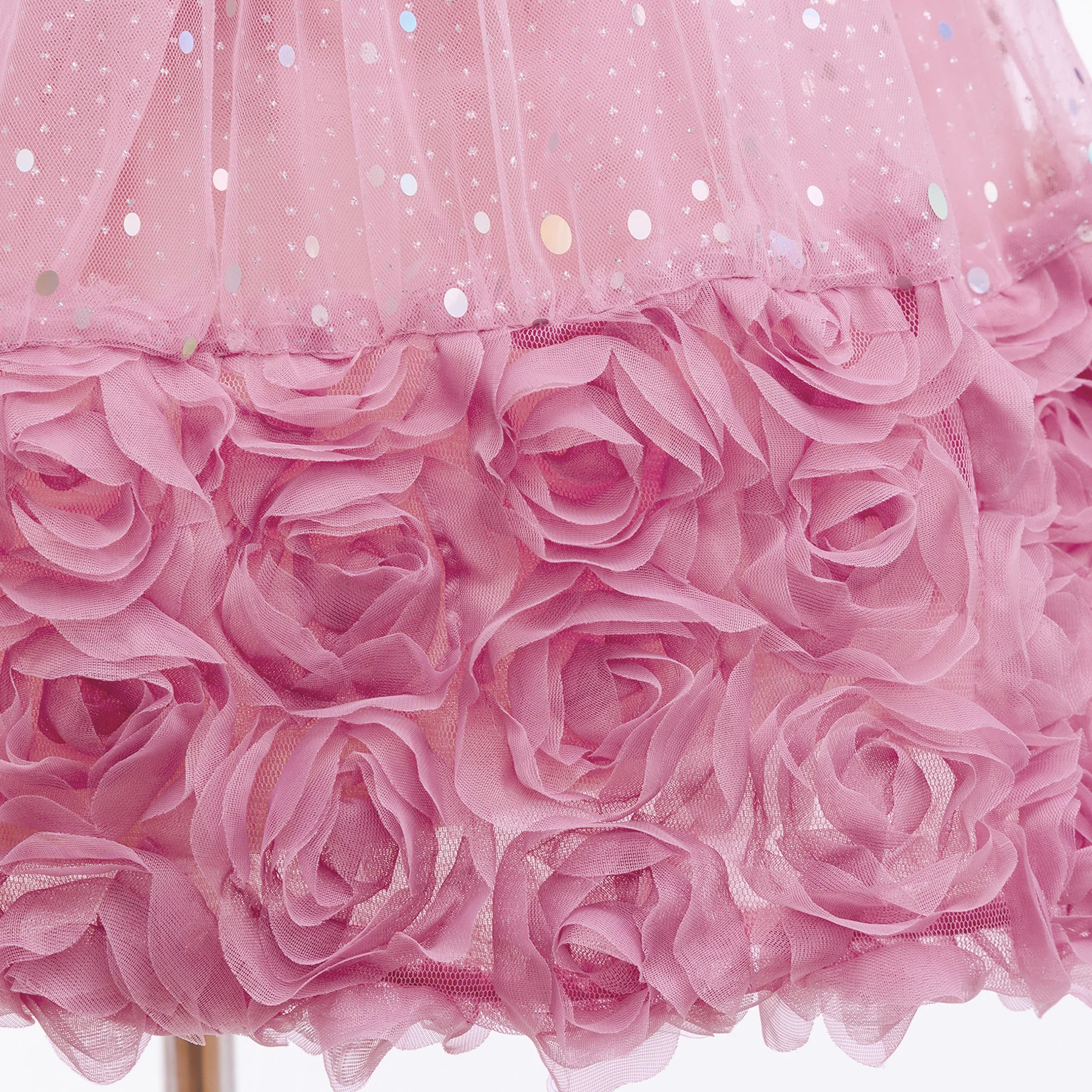 Sweet Girls Sequins Bow Flower Mesh Princess Dress For Children Ceremony Wedding Birthday Party Performance Pageant Prom Gown