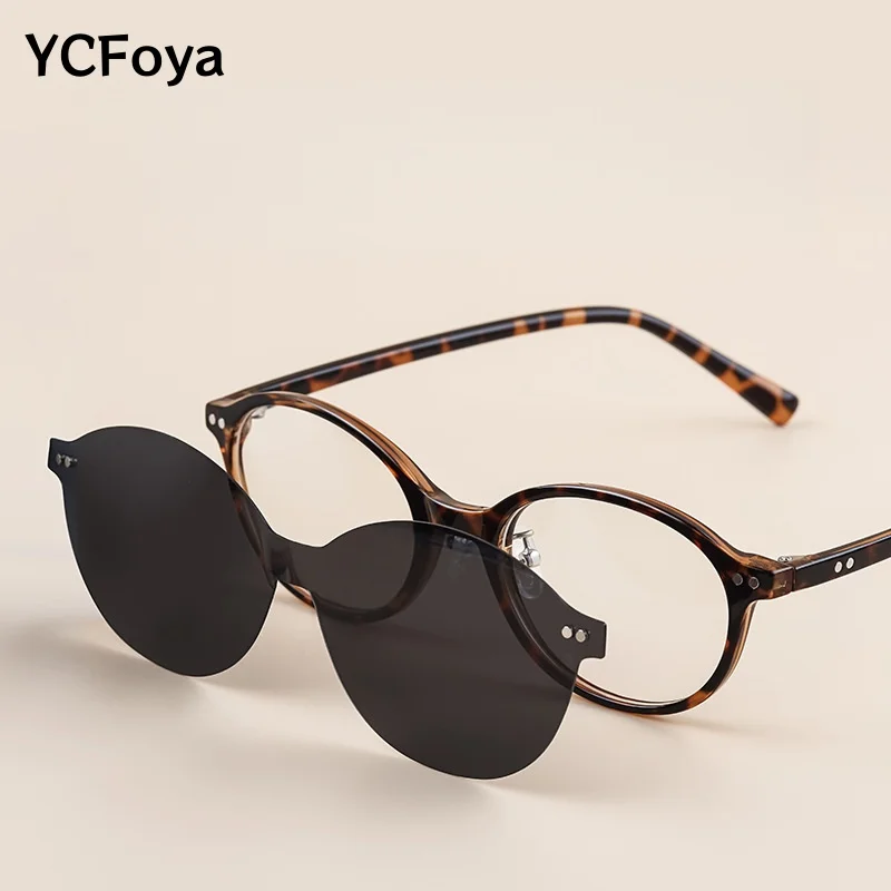 

Fashion Round Polarized Clip-On Prescription Eyeglass Frame Full Frame Magnetic 5-in-1 Small Size Ladies Spectacle Frame 50006