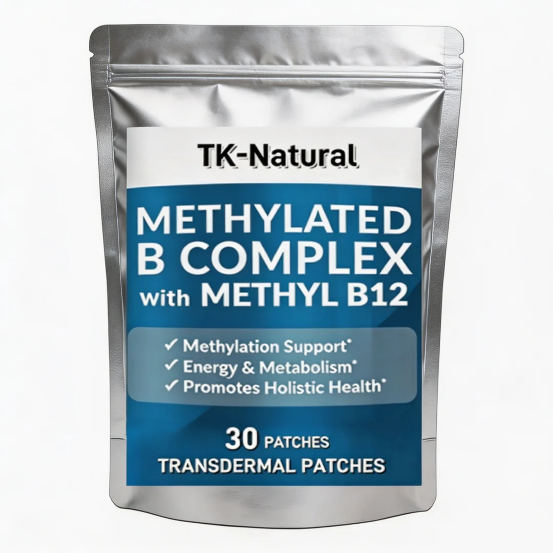 30 Patches Methylated B Complex with Methylfolate and B12 Transdermal Patches for Energy, Brain Function, and Wellness