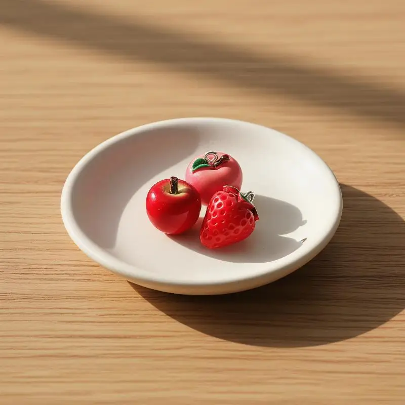 5 Stück 3D-simulierte Frucht-Harzanhänger: Pfirsich-, Birnen-, Erdbeer-Charms für DIY-Ohrringe, Halsketten, Armbänder und Schlüsselanhänger – Detail 5