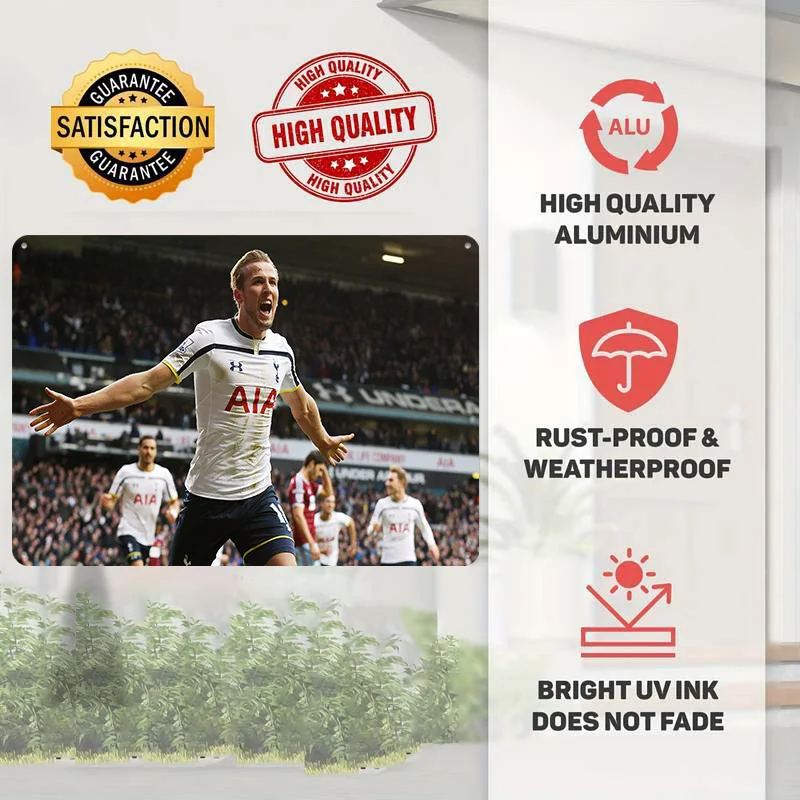 Harry Kane Football Printed Poster Customized Retro Wall Art Vintage Metal Tin Signs for Home Aesthetic Room Decor Men Man Cave