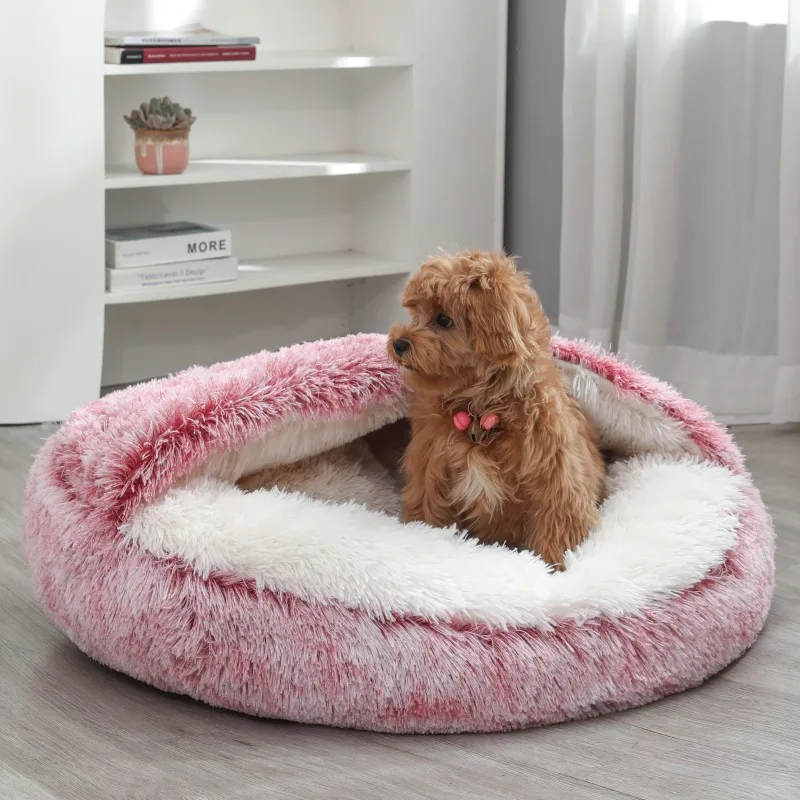 Rundes Hundebett, Winter, warmes Katzenbett, Plüschkorb für Hunde, waschbares Haustierbett für kleine, mittelgroße und große Hunde, Sofa für Katzen – Detail 10