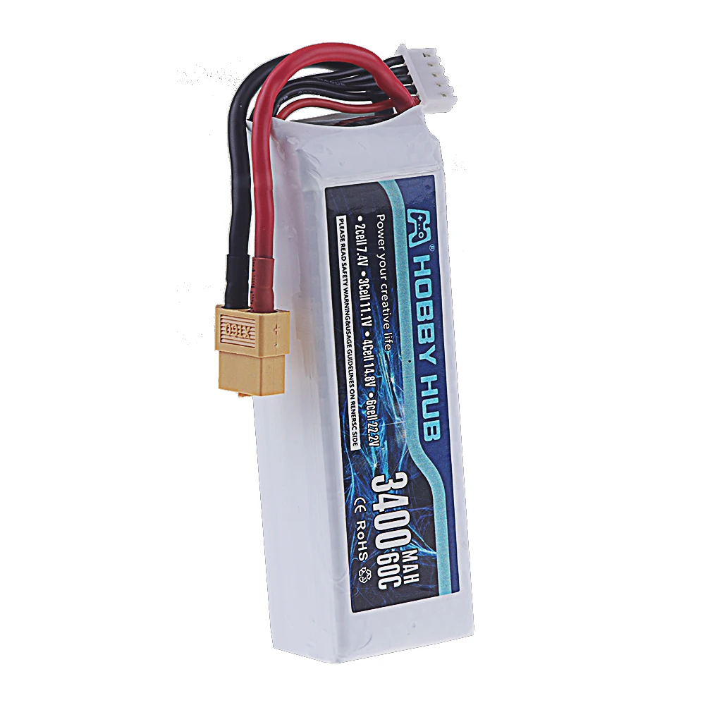 Akumulator 4S 14,8 V 3400 mAh 60C Akumulator Lipo Max 80C do zdalnie sterowanych samochodów, dronów FPV ze złączem Deans T XT30 JST XT60