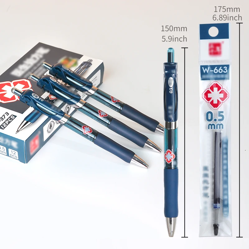 

3pc blue Black 0.5 Precision bullets don't fade for long European Standard Gel ink Pens