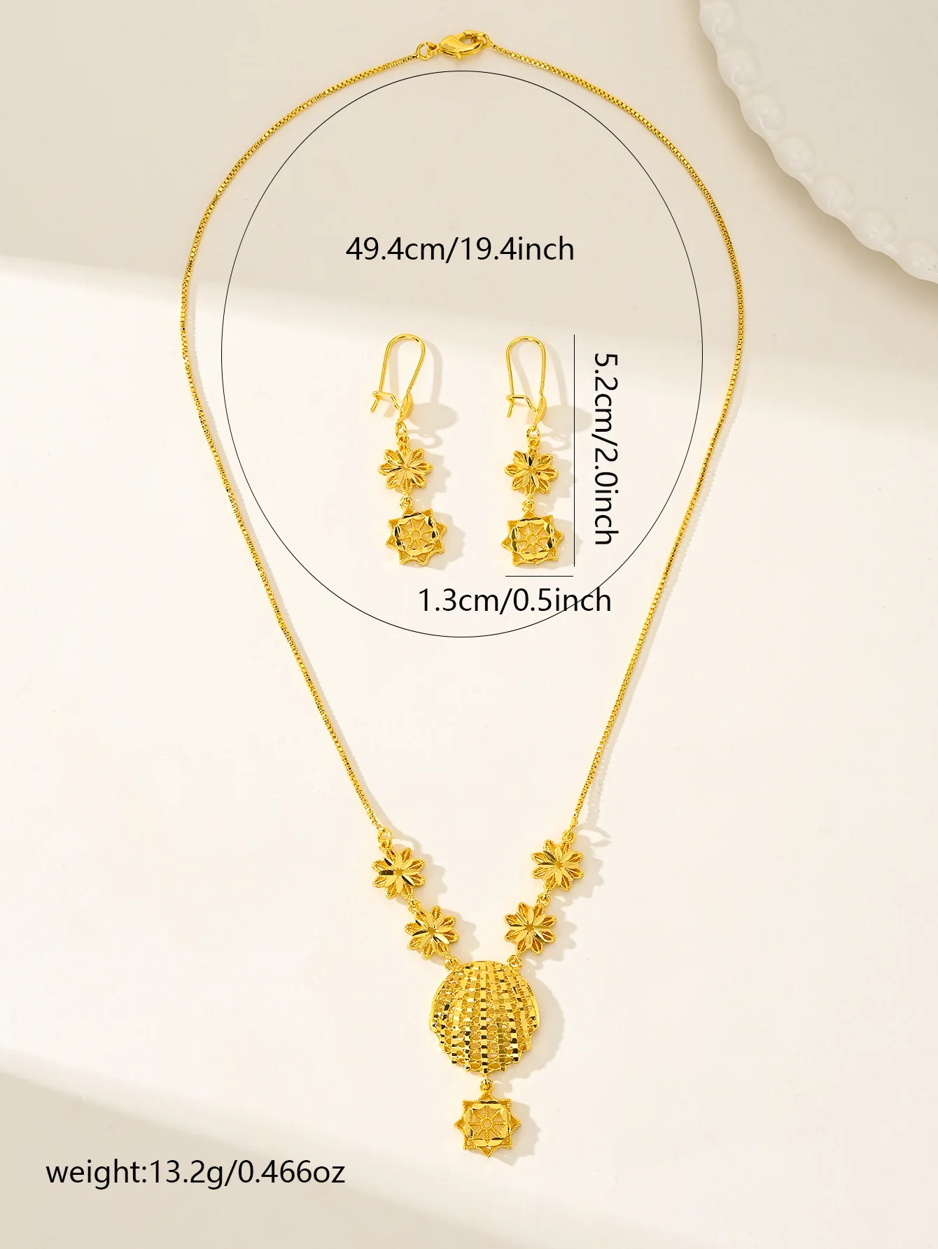 

Fashion New European Dubai 24K Gold Plated Customized Necklace Earrings for Couples' Wedding Party Jewelry Set DD10777