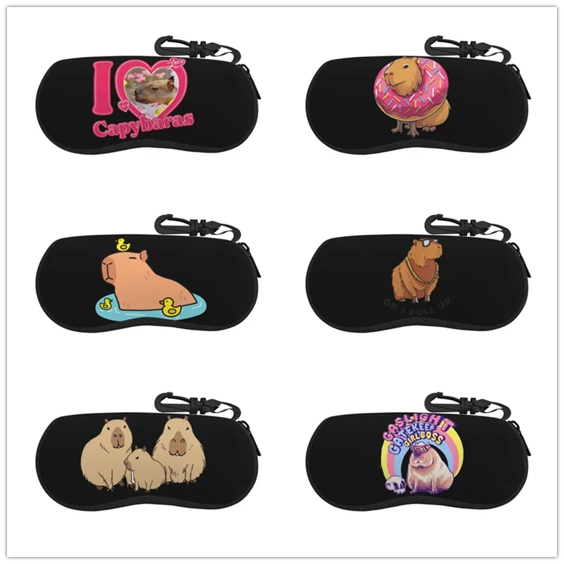 Capybara-estuche portátil con cremallera para gafas, estuche de almacenamiento con dibujos de animales, lindo, divertido