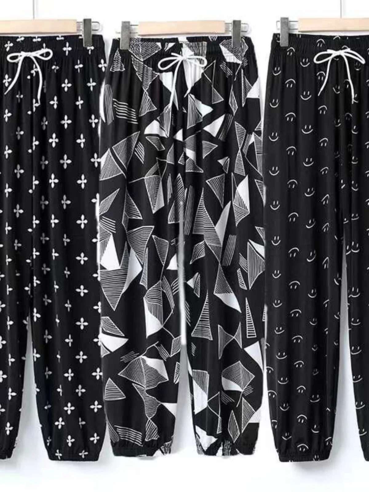 

Летние тонкие брюки-фонарики из ледяного шелка для женщин больших размеров, модные, с манжетами, свободные, укороченные, в стиле «мама», с защитой от комаров