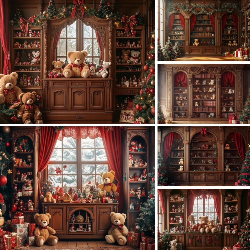 

Christmas Counter Room Backdrops Kids Adult Photography Child Baby Photocall Decors Cupboard Fireplace Backgrounds