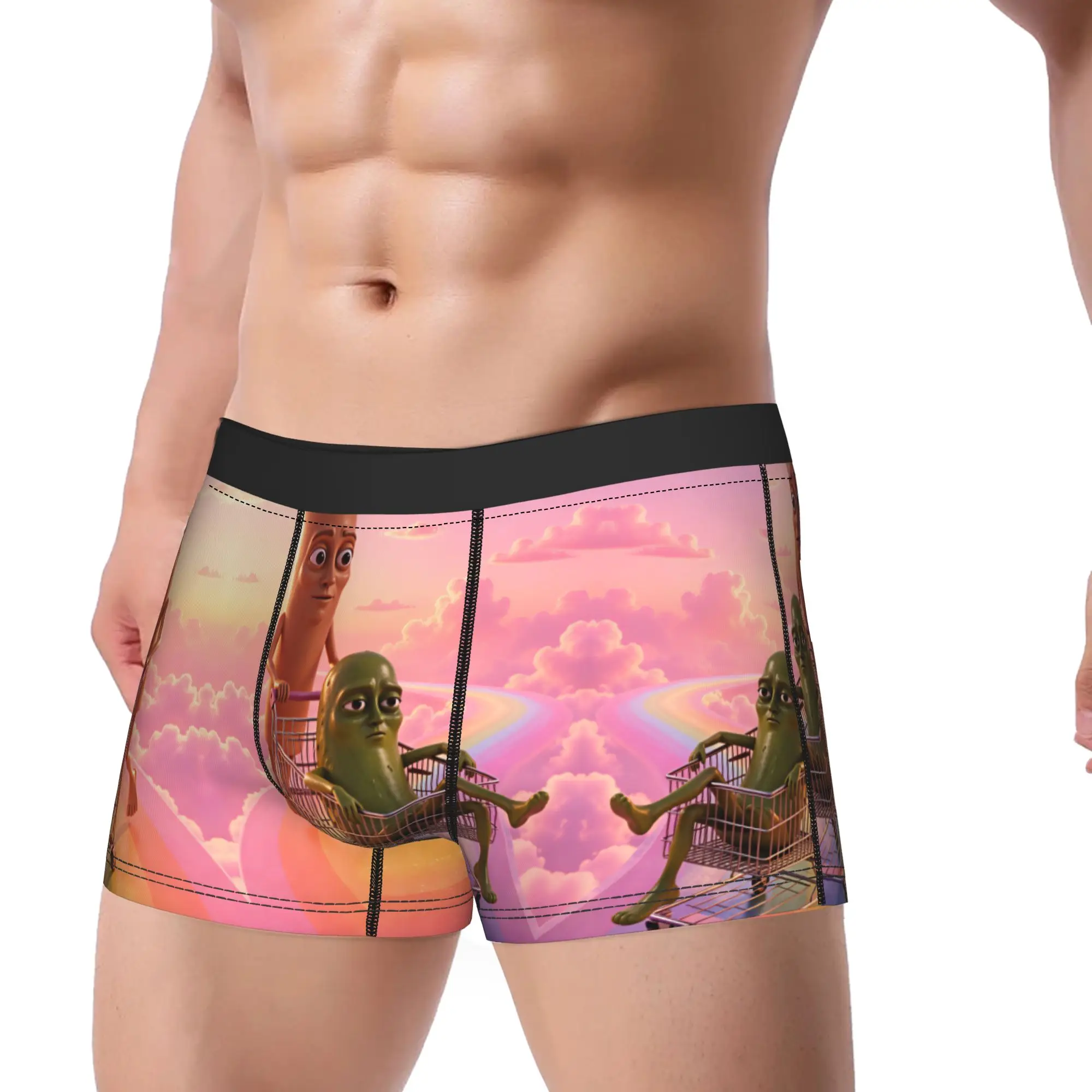 Tung Tung Sahur Pickle Shopping Cart Rainbow Meme Underwear Printed Boxershorts Hot Sale Men's Panties Comfortable Shorts Briefs