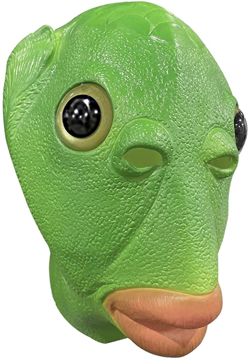 

Funny Green Fish Full Head Mask Halloween Headgear Latex Headgear Mask Spoof Props