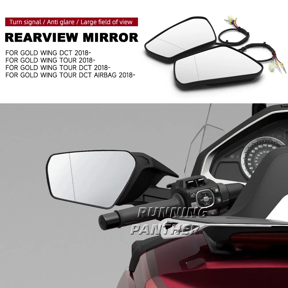 

Motorcycle Side Mirror For Honda Gold Wing Tour DCT Airbag 2018-2025 Rearview Mirror Extender Convex With Sequential Turn Signal
