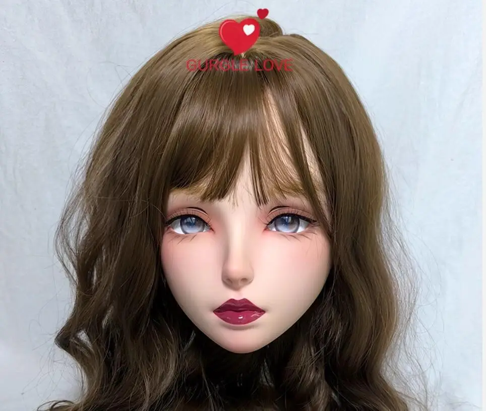 

(Mi)Female Sweet Girl Resin Half Head Kigurumi Mask With BJD Eyes Cosplay Japanese Anime Role Lolita Mask Crossdressing Doll