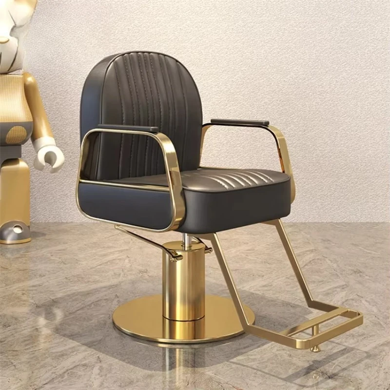 Gold Silver Gold Black Barber Chair Salon Hairdressing Chair Spacious Cushion High Quality Hydraulic Pump