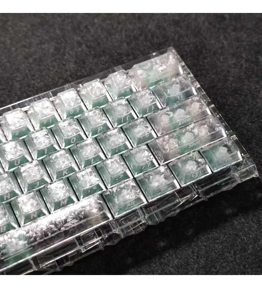 White translucent carbon fiber wooting personalized keycaps custom fit from ace68 keys 87 keys 108 keys