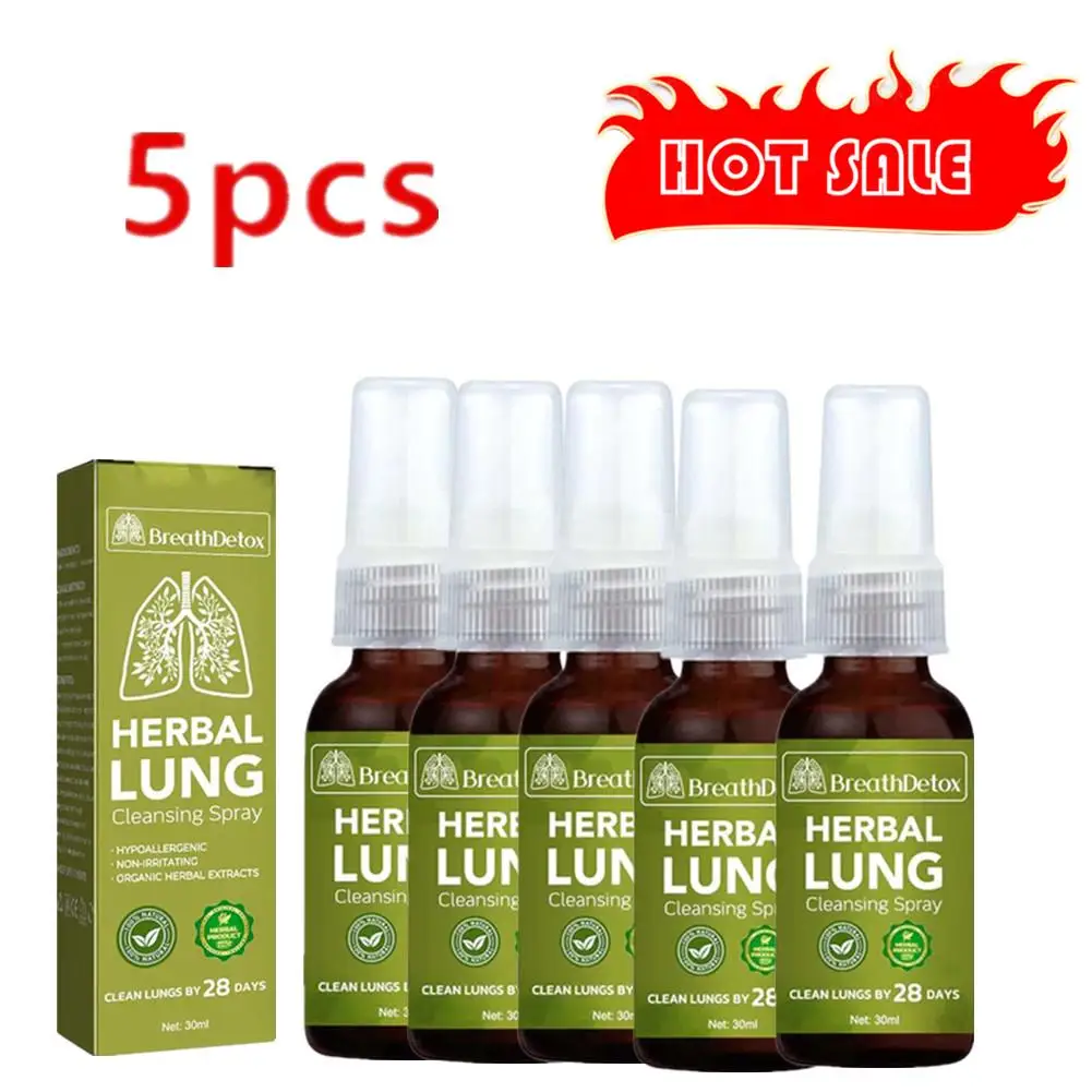 

5pcs Lung Herbal Cleanser Spray Smokers Clear Nasal Mist Anti Snoring Congestion Relieves Solution Clear Dry Throat Breath Spra