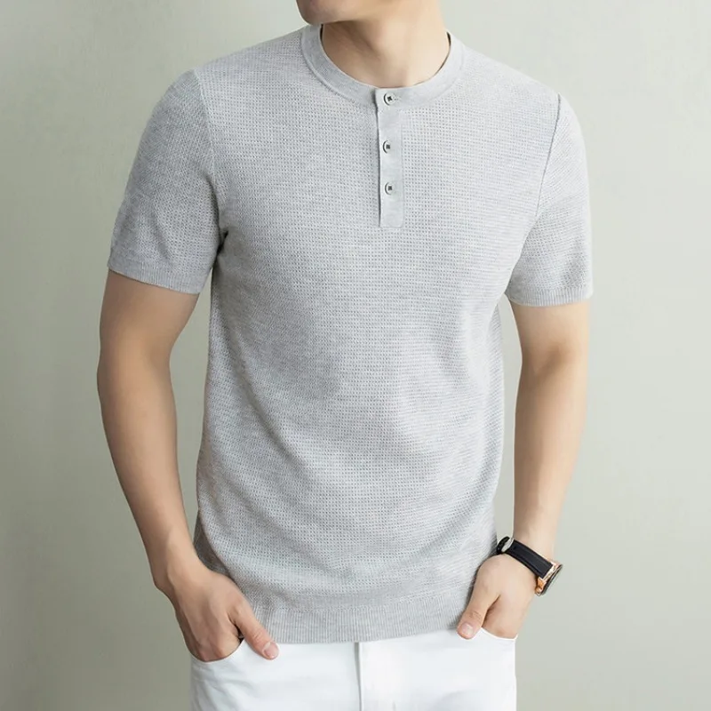 

Men's Polo Shirts Linen Old Money Short Sleeve T Shirt Casual Summer Breathable Button Design