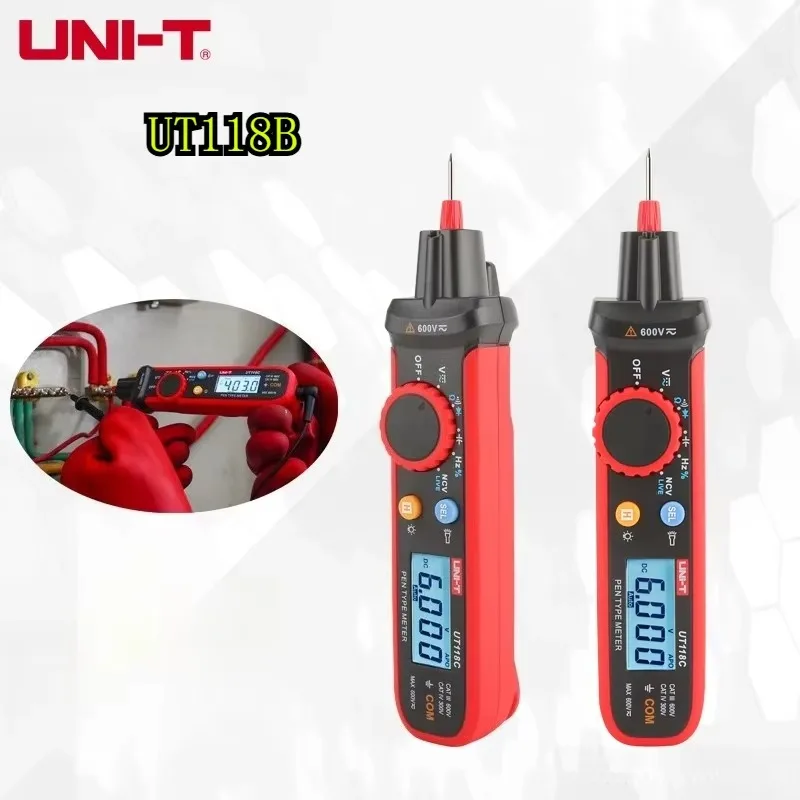 

UNI-T UT118B Digital Multimeter Pen Type Electric Tester AC DC Voltmeter Voltage Ohm Meter Capacitor Hz LIVE NCV Multitester