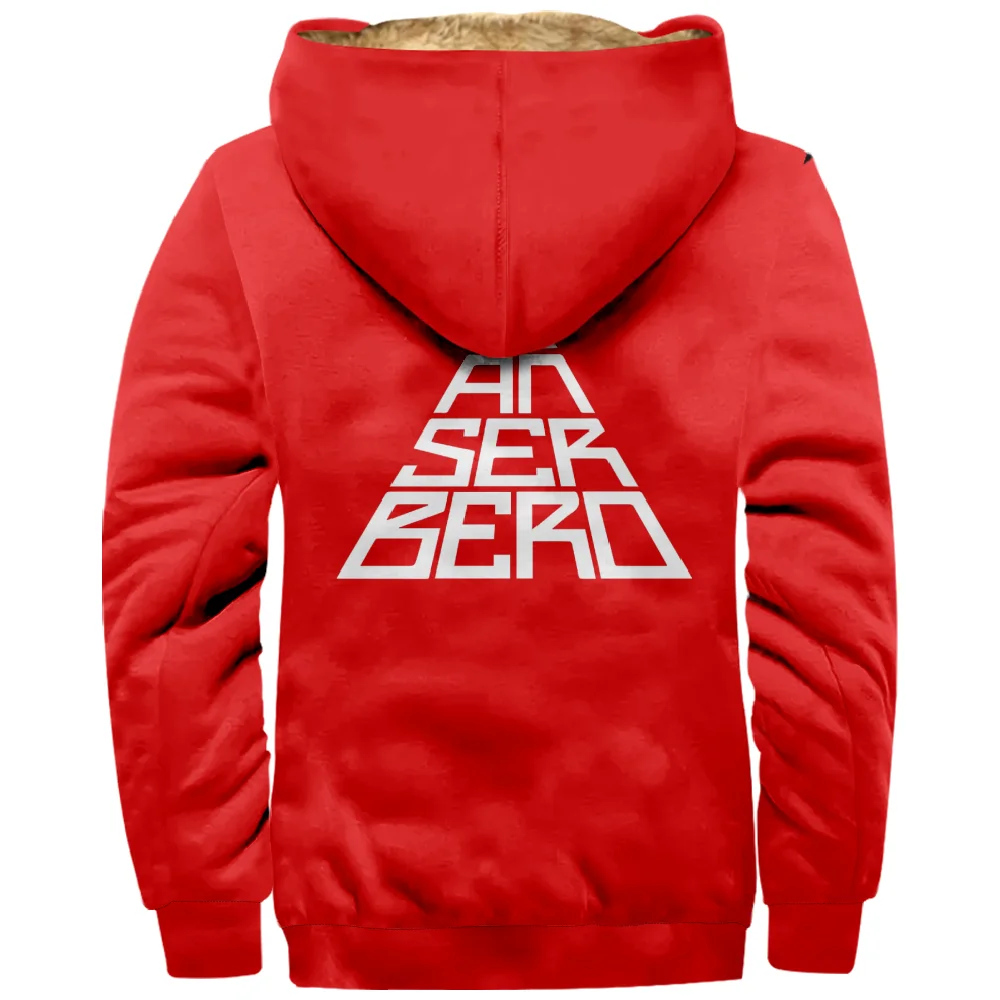 Canserbero Felpa con cappuccio con cerniera Giacca invernale ispessita a maniche lunghe da uomo Stampe 3D Cappotto streetwear