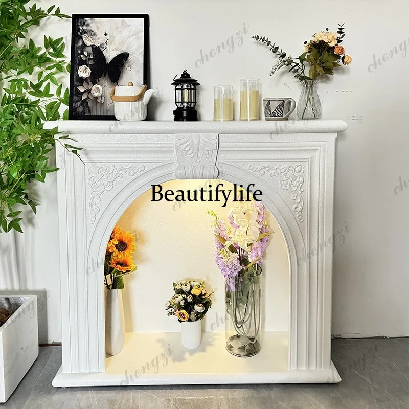 French fireplace porch decorative cabinet carved retro fireplace rack American living room decoration