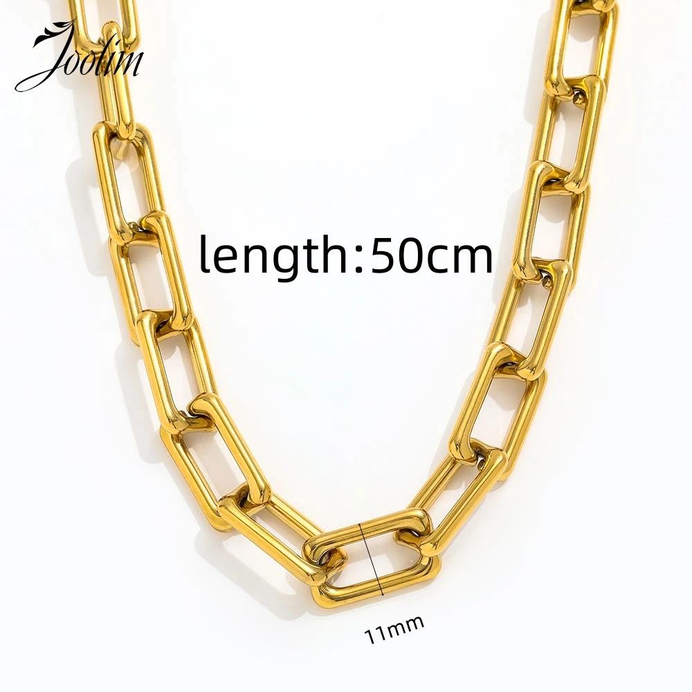 Joolim Jewelry Wholesale Waterproof&Non Tarnish  Fashion Chunky Statement Basic Chain Trendy Stainless Steel Necklace for Women