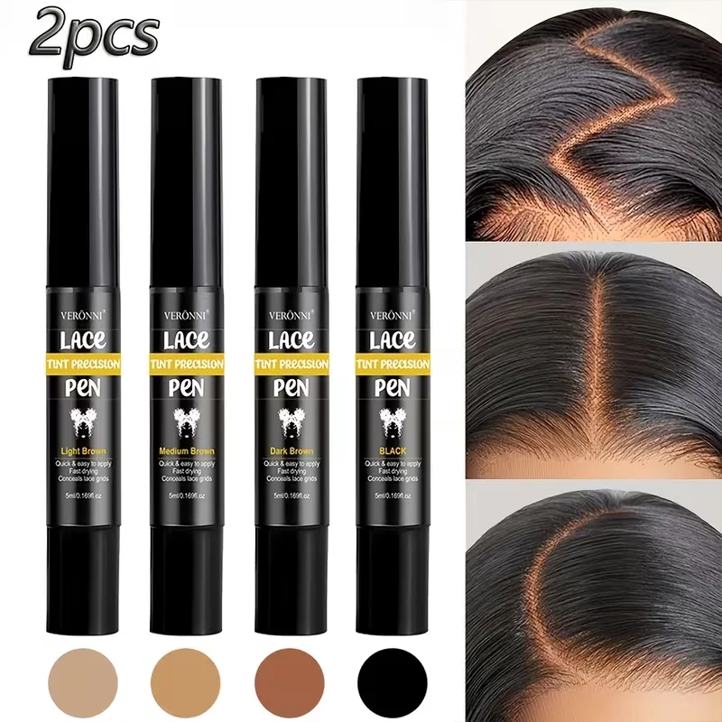 2pcs Wig Lace Headgear Dyeing Pens, Used for Wig Lace Coloring, Complementary Color, Coloring-Lasting And Accurate Coloring