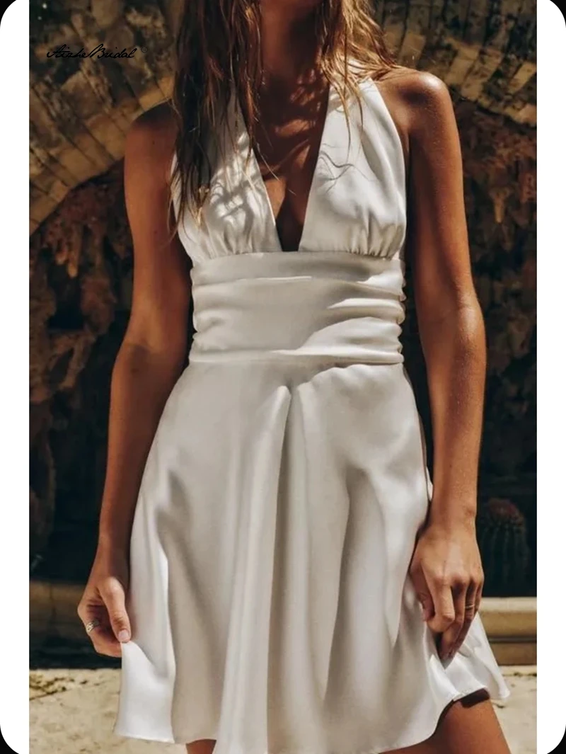 مثير الرسن فستان حفلة موسيقية قصيرة، فساتين حزب البسيطة عارية الذراعين القوس ضمادة فستان كوكتيل فستان الصيف #3