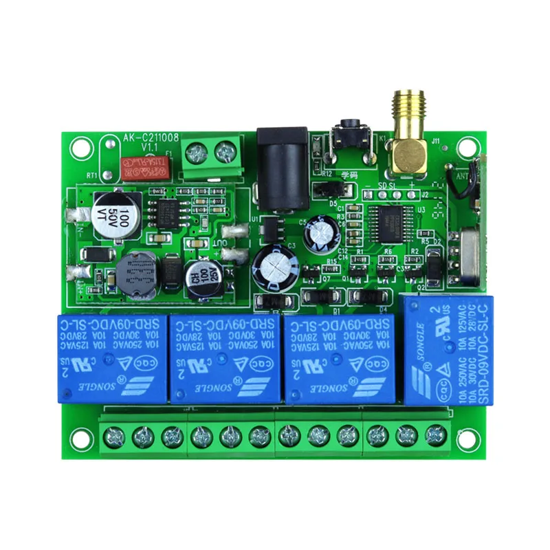 2000m DC12V 24V 36V 4CH Wireless Remote Control LED Light Switch Relay Output Radio RF Transmitter & 433 MHz Receiver For garage