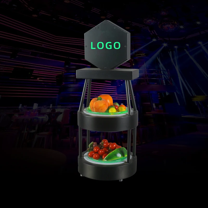 LED Charging Luminous Fruit Tray Rack Iron Double-Layer Snack Tray for Bar KTV Nightclub Fruit Platter