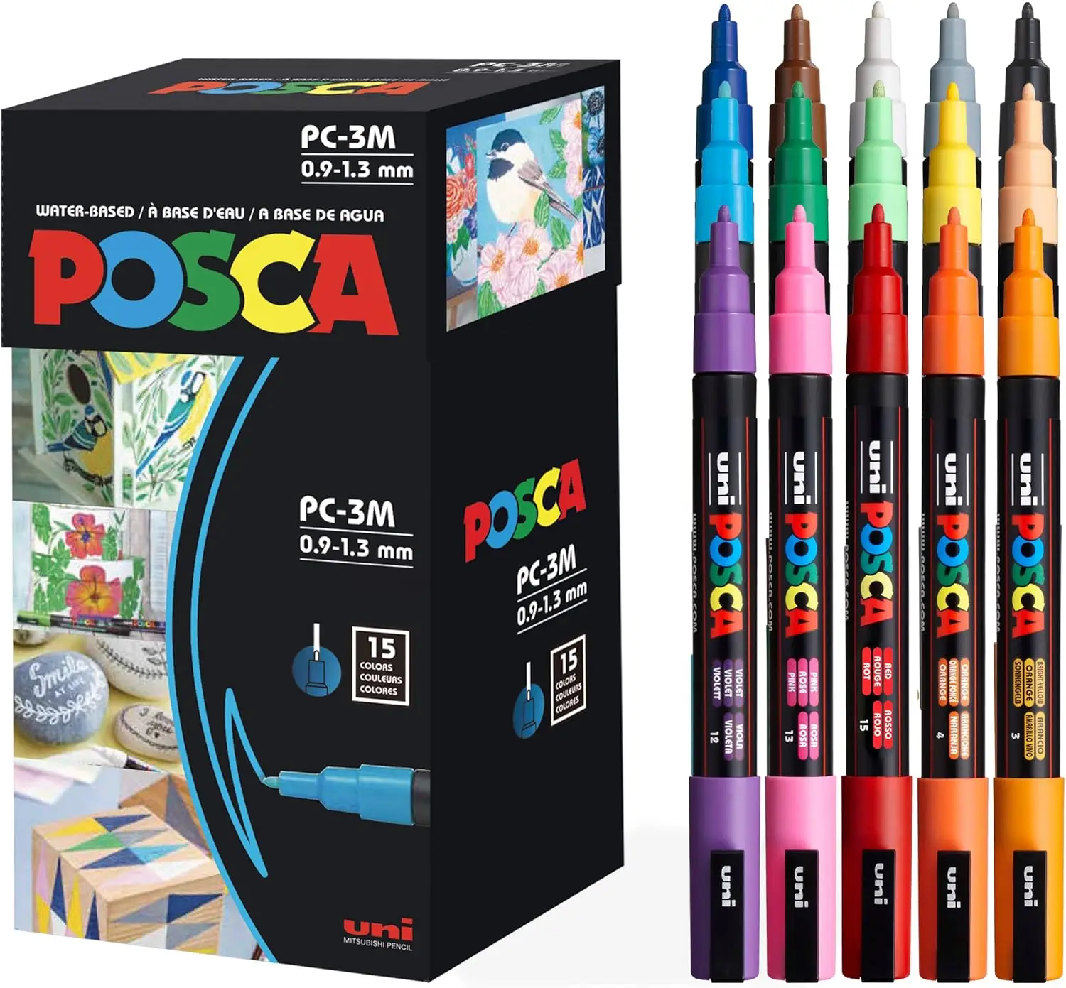 

Paint Markers, 3M Fine Point Acrylic Paint Pens, Reversible Tips for Art Supplies on Fabric, Metal, Glass, Wood, Canvas, Set of