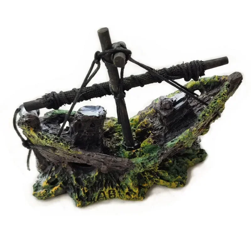 Aquarium Dekoration Wrack Schiff Ornament Segelboot Aquarium Höhle Dekor Harz Ornament Landschafts bau Dekoration Akvaryum Dekor