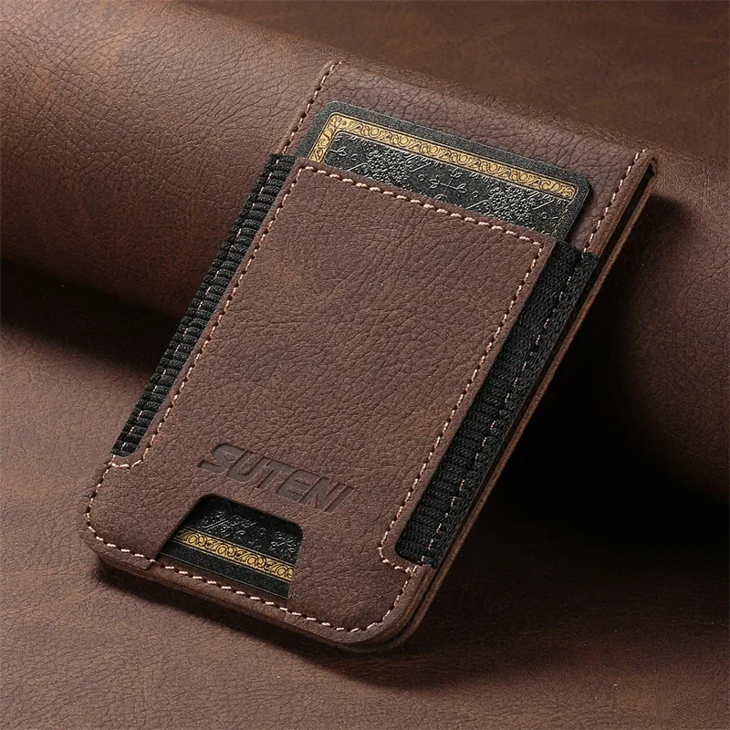 

suteni Suitable For All Phone Case Card holder Wallet Luxury PU leather Ferrule, Back Sticker Insert Card Case