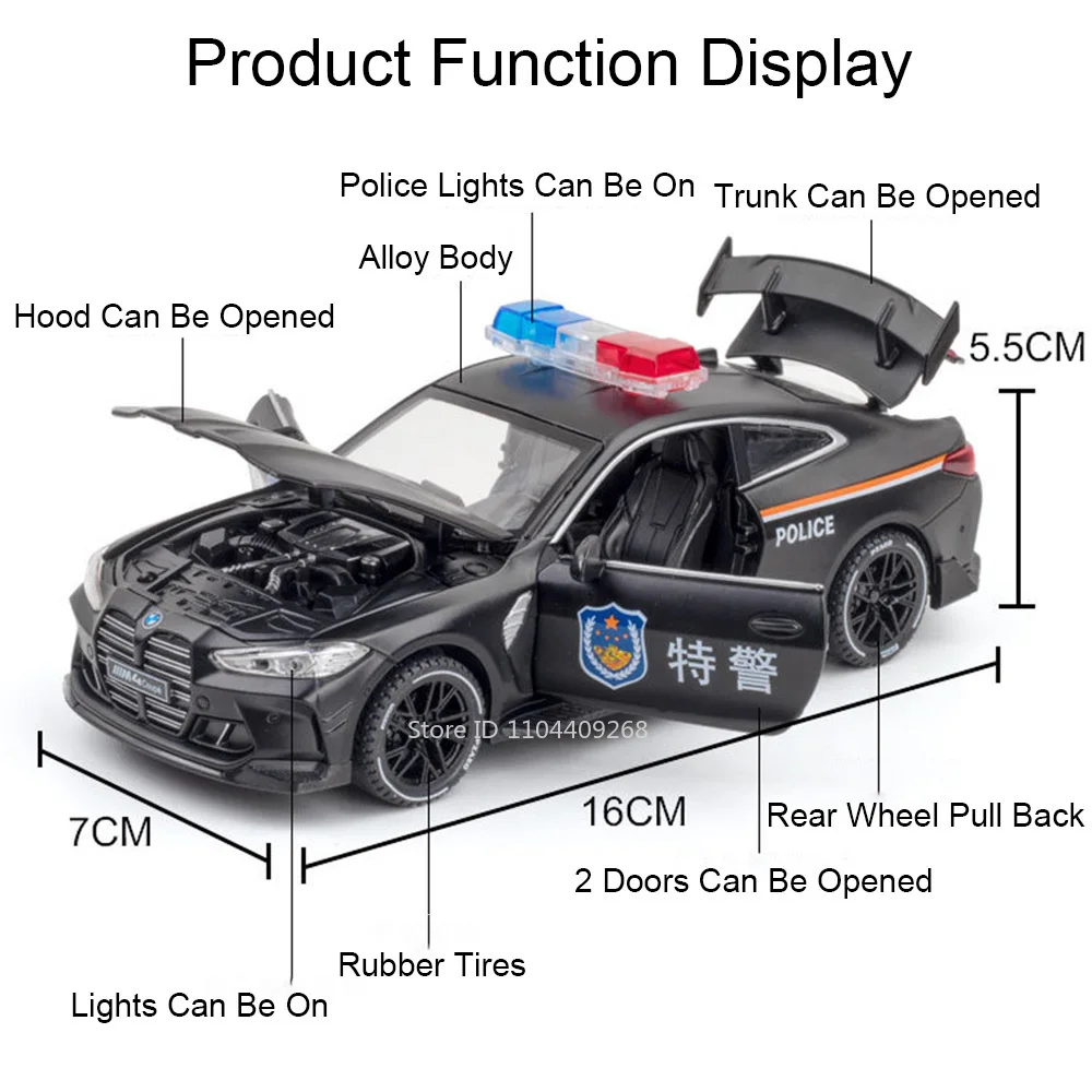 1:32 Bilancia M4 M8 Auto della Polizia Giocattolo Modello Suono Luce Tirare Indietro 4 Porte Aperte 110 Swat Veicolo In Lega Pressofuso Modelli Regali Di Compleanno
