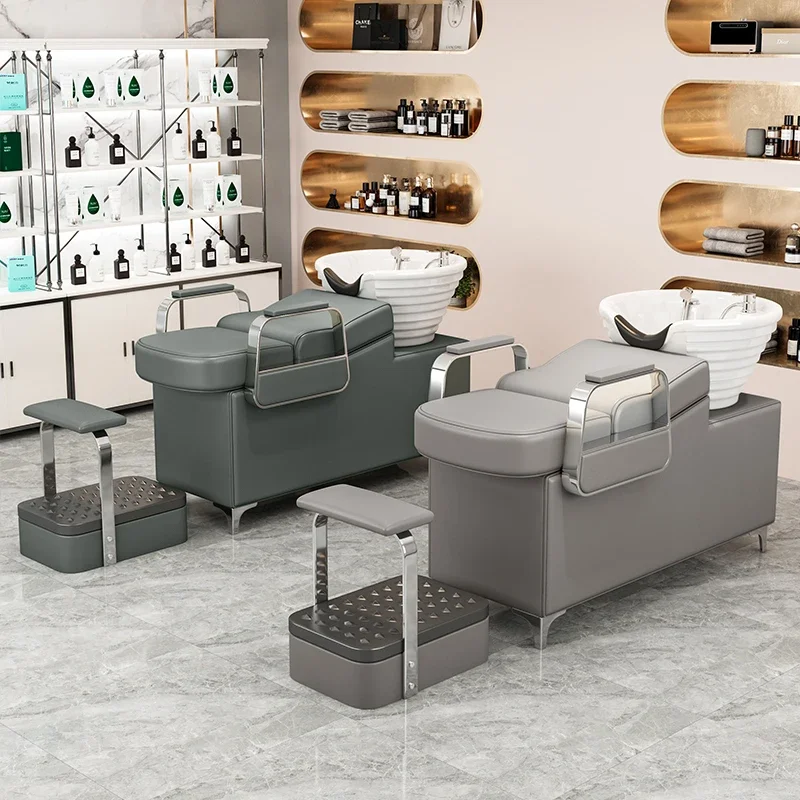 Nordic Shower Shampoo Chairs Modern Barber Shop Portable Haircutting Shampoo Bed Artifact Salon Furniture Silla Peluqueria FYSC