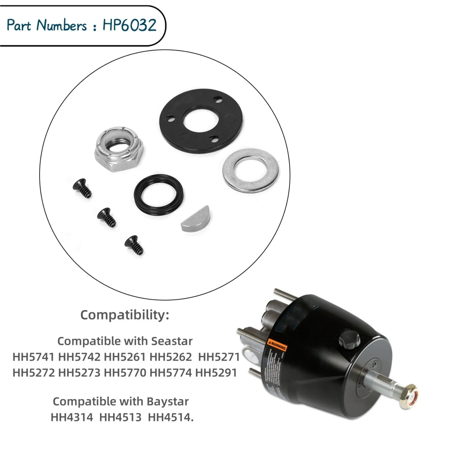 Kit de substituição de vedação de leme hidráulico HP6032 compatível com Seastar HH5741 HH5742 HH5261 Baystar HH4314 HH4513 HH4514