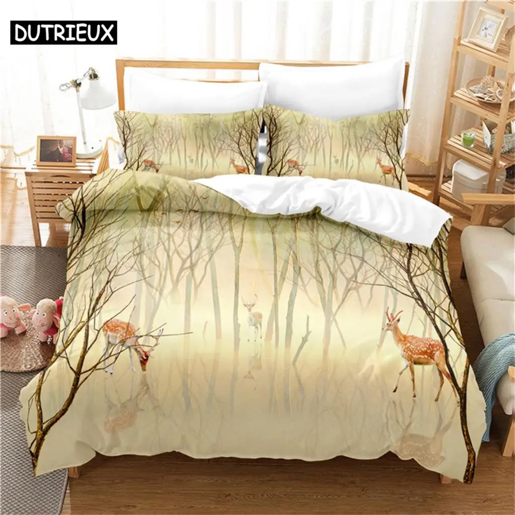 Sika deer 3Pcs Bedding Sets 3D Digital Printing Custom Quilt Duvet Cover Set  Home Queen King Quilt Pillowcase