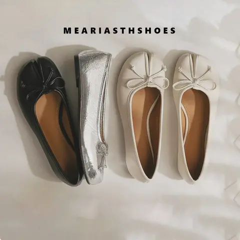 Spring Summer Microfiber Leather Split Toe Women Pumps Fashion bowknot Designer Low Heeled Tabi Soft Soles Loafers Casual Shoes