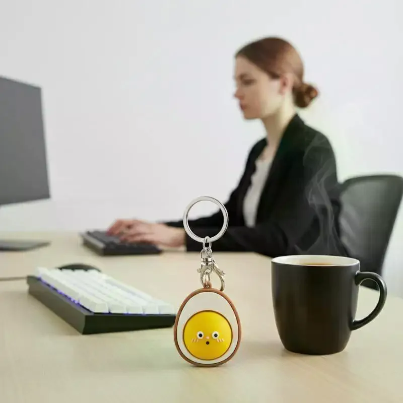 1/2Pcs Simulation Mini Cartoon Egg Button Keychain Stress Relief Clicker Pendant Decompression Keyring Backpack Hanging Decor