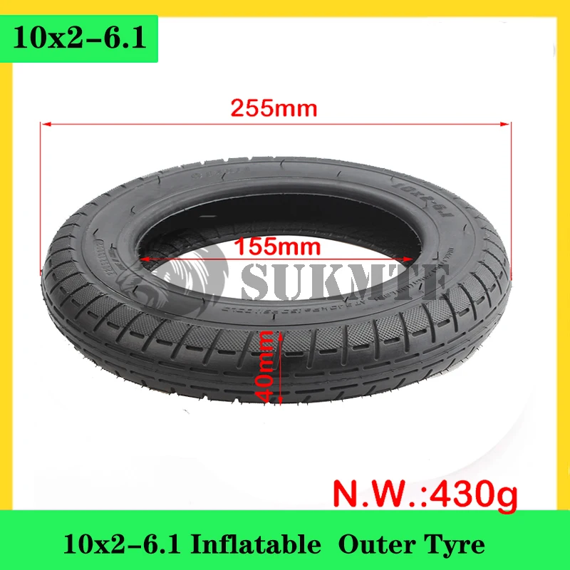 10 inch Tyre Bike 10x2-6.1 Inflatable Inner Outer Tyre for Electric Scooter Bike Tricycle Baby Stroller