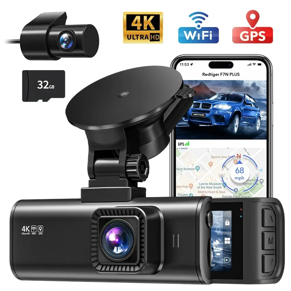 REDITIGER 4K Dash Cam 1080P HD Car DVR Built-in GPS Android Wifi Auto Drive Vehicle Video Recorder Night Vision