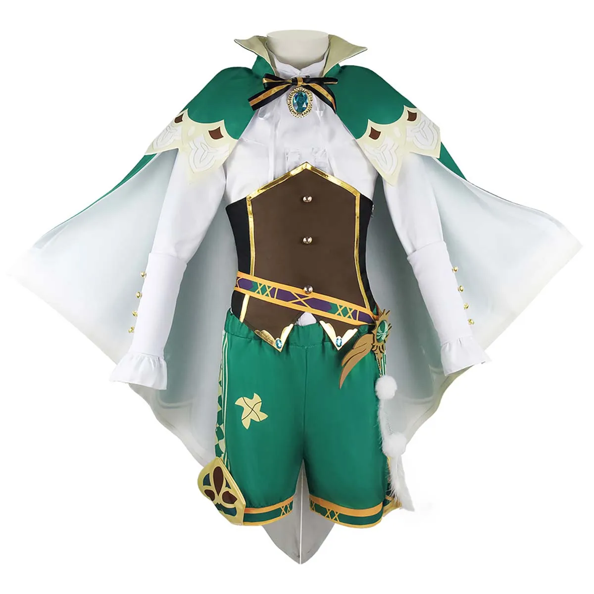 

Halloween Genshin Impact Green Dress Cloak Cape Suit Venti Cosplay Costume