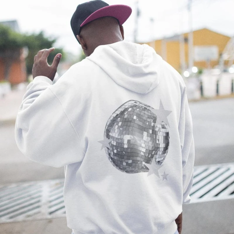 เสื้อฮู้ดเทรนดี้สไตล์ YK ลายลูกบอลสะท้อนแสง สไตล์สตอกโฮล์ม สวยงามแบบวัยรุ่น ดิสโก้ พร้อมลายดาว สำหรับฤดูใบไม้ร่วงและฤดูหนาว ให้ความอบอุ่น
