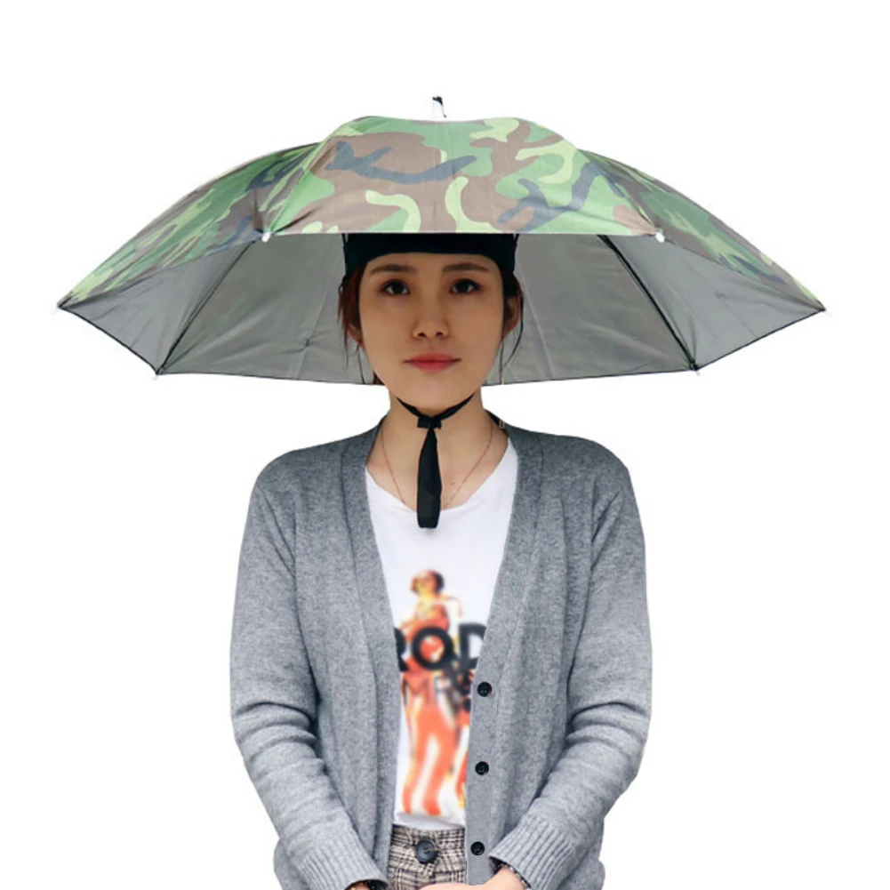 

77/69cm Outdoor Portable Rain Umbrella Hat Foldable Sun Shade Waterproof Camping Fishing Headwear Cap Beach Head Hat Sun Hats