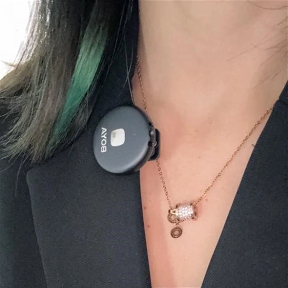 Intelligent Active Noise Reduction Button Wireless Lavalier Microphone Receiver And Recorder For Live Streaming