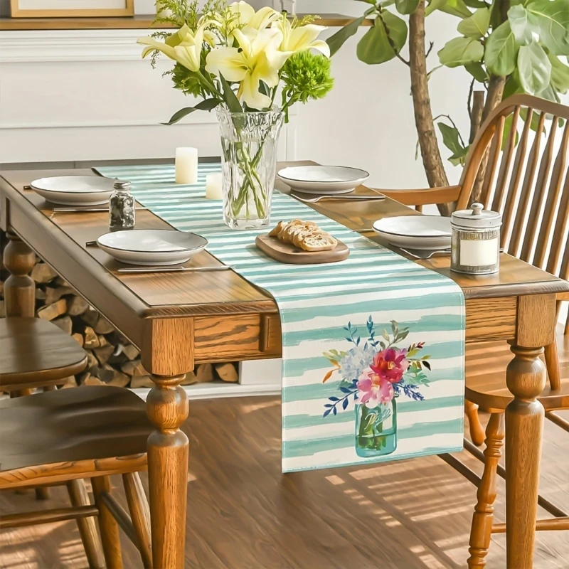 Summers Farmhouses Water Vase Linen Table Runner Kitchen Dining Table Decorations Dropship