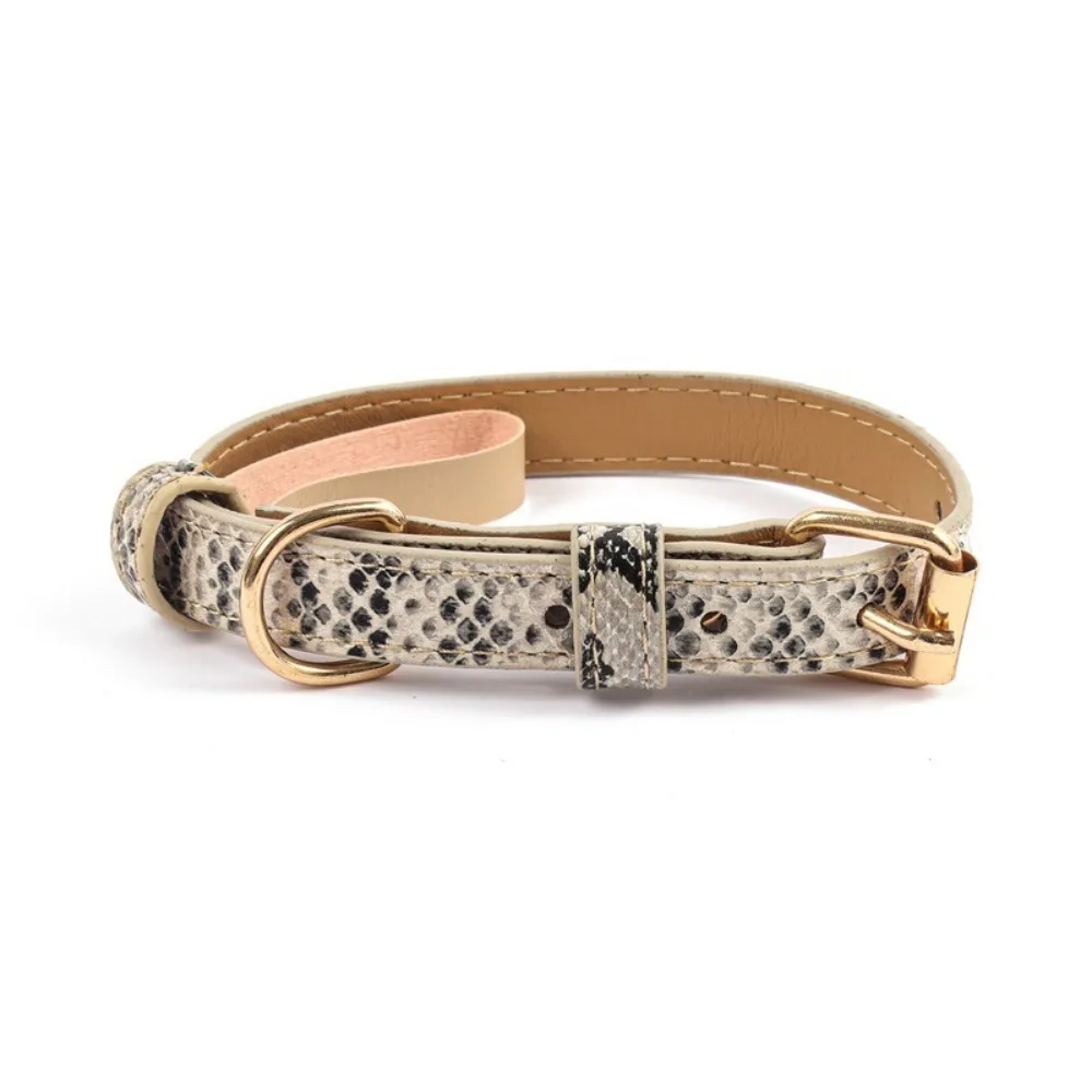 Fashionable Leopard Print Dog Collar PU Leather Pet Walking Adjustable Pet Collar Wear Resistant Pet Collar Small Medium Dogs