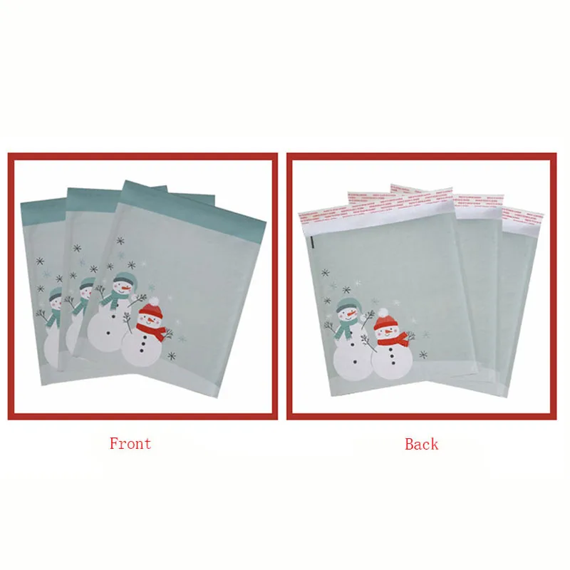 27.5x28.5cm Snowman Print Bubble Bags Waterproof Packing Gift Pouches Self Seal Adhesive Bubble Mailers Shipping Envelope 50Pcs