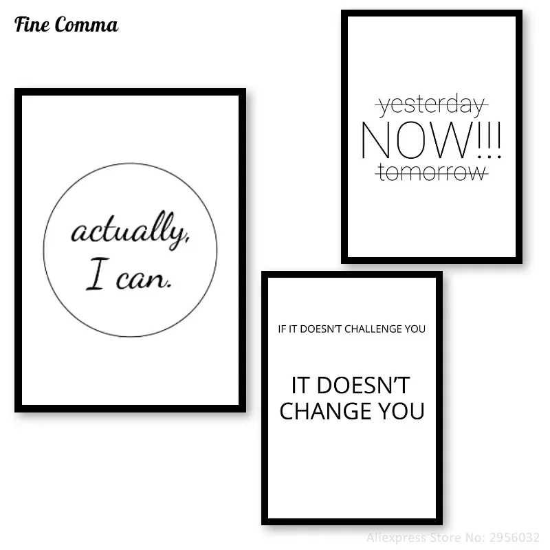 Yesterday Now Tomorrow I can Challenge Change Yoga Print Motivational Quotes Posters Minimalist Typography Wall Decor Canvas Art