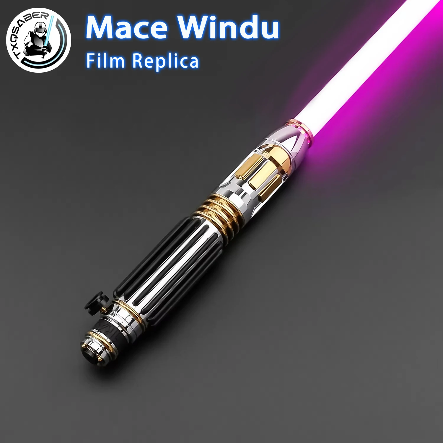 TXQSABER Mace Windu Replica Lightsaber Smooth Swing Heavy Dueling Jedi Windu Master Laser Sword SNV4 Proffie 2.2 FOC Bluetooth