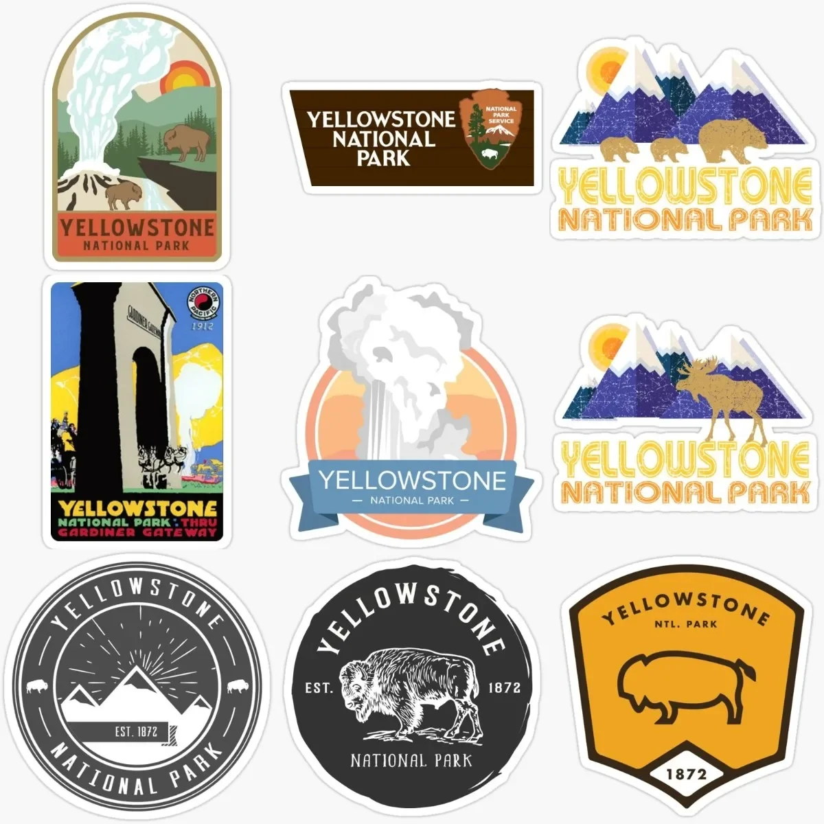 

Yellowstone National Park Emblem Creative Waterproof Stickers for Decorate Motorcycle Laptop Camper Bicycle Room Truck Off-road